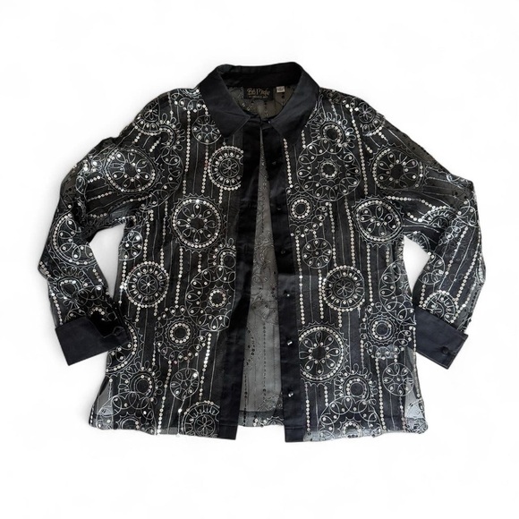 Bob Mackie Tops - Bob Mackie Black and Silver Blouse